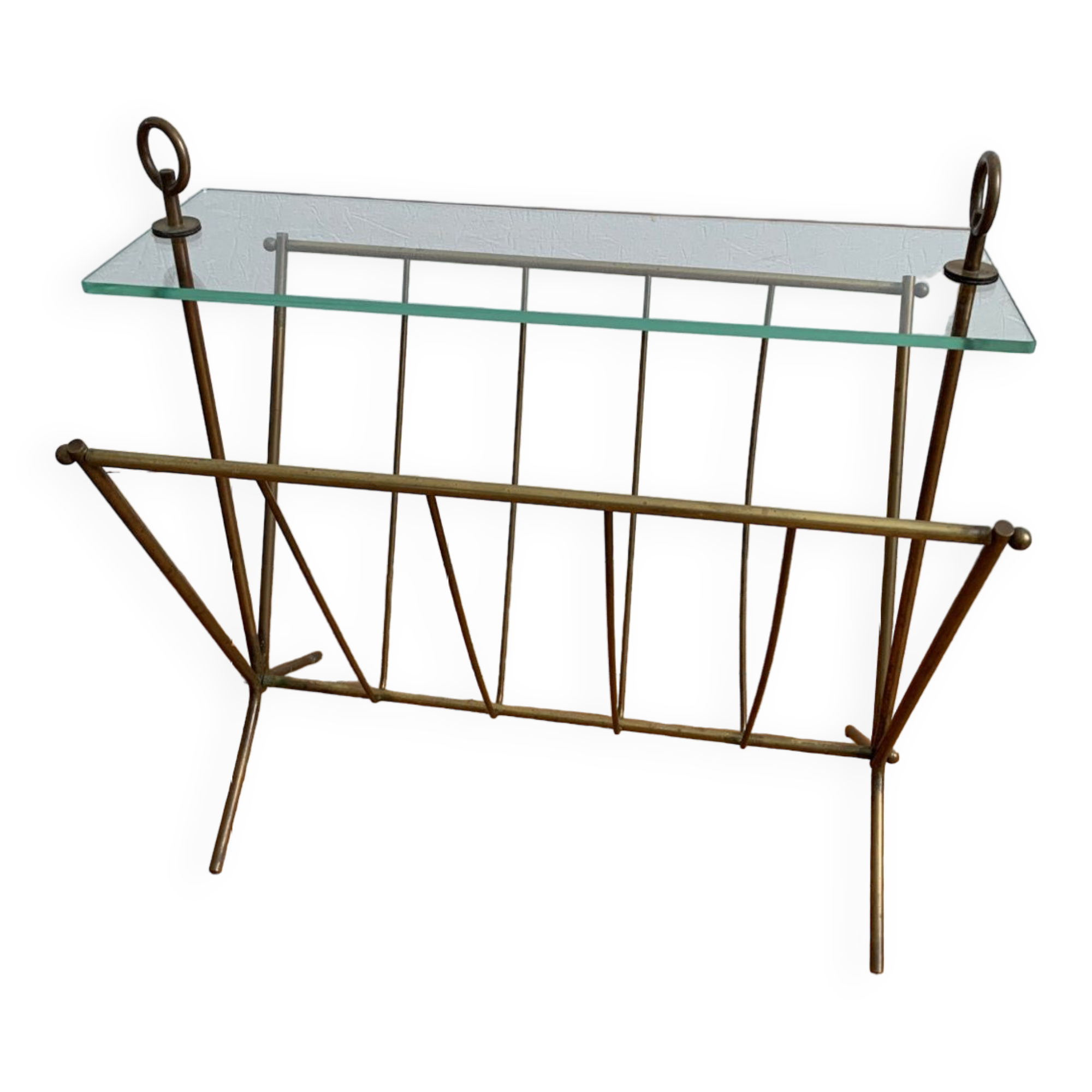 Glass and gilded brass magazine holder