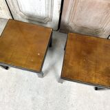 Pair of side tables in black and gold lacquer