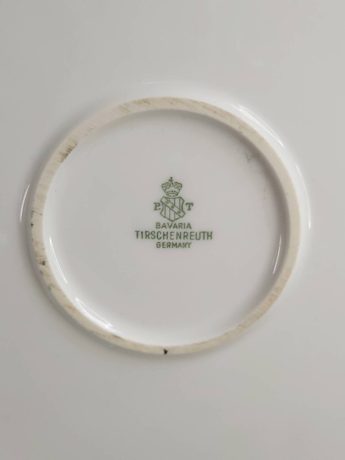 Large antique hollow plate in gilded porcelain – Tirschenreuth, Bavaria –