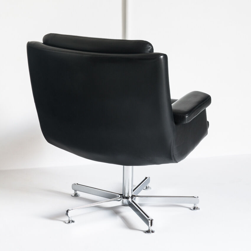 Vintage leather revolving chair, France 1960