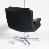 Vintage leather revolving chair, France 1960