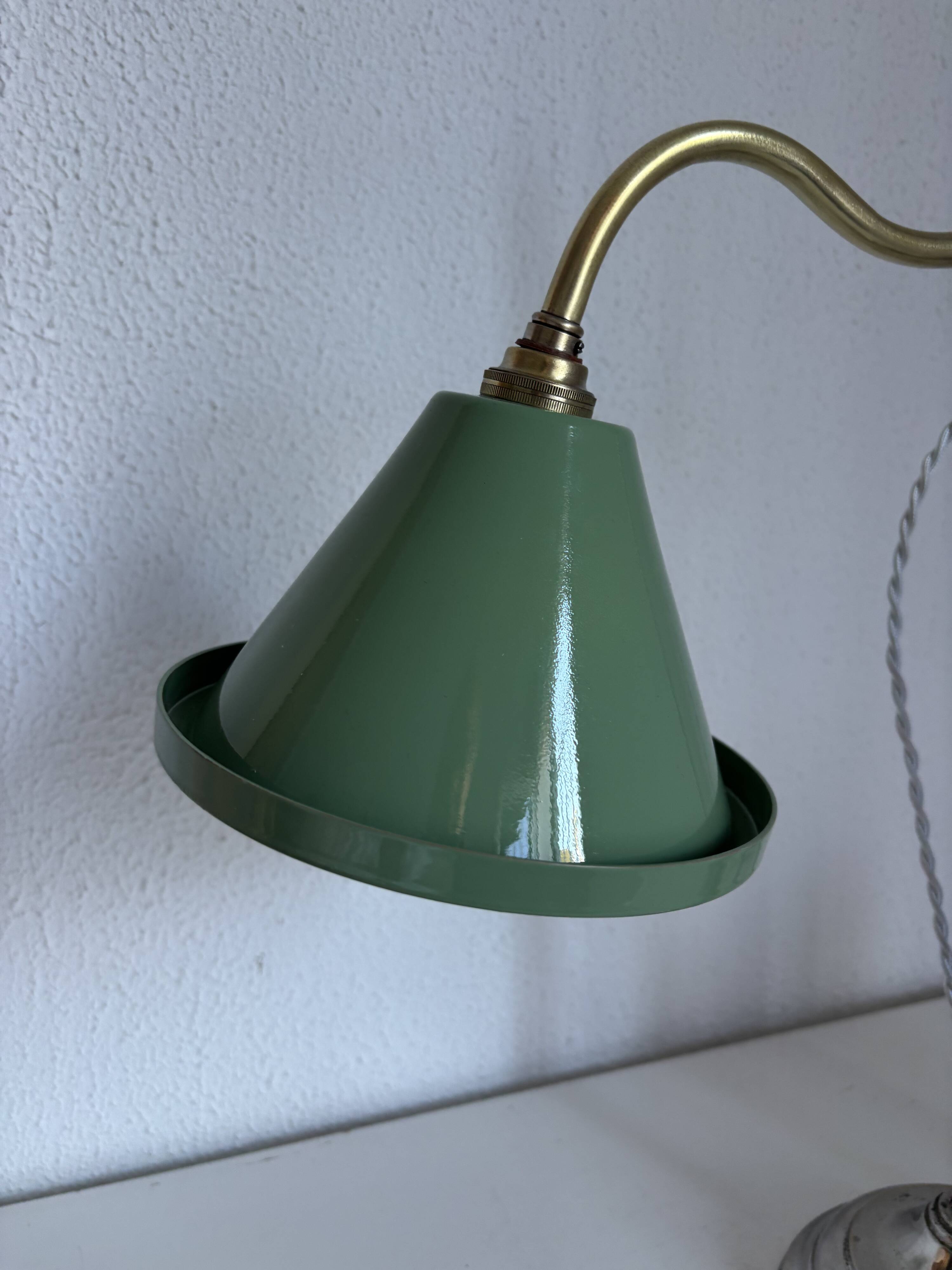 Vintage lamp 1920 Monix nickel-plated metal sage green sheet - 50 cm