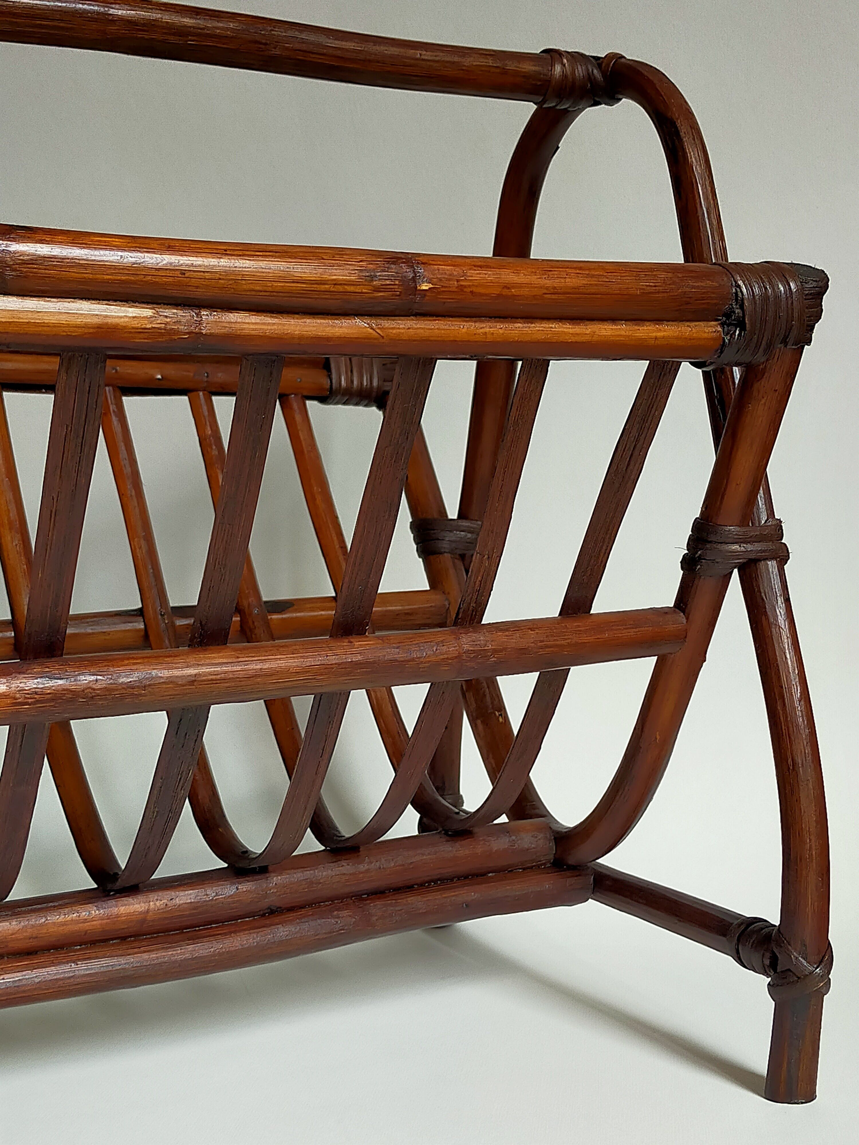 Vintage 1960s rattan magazine holder