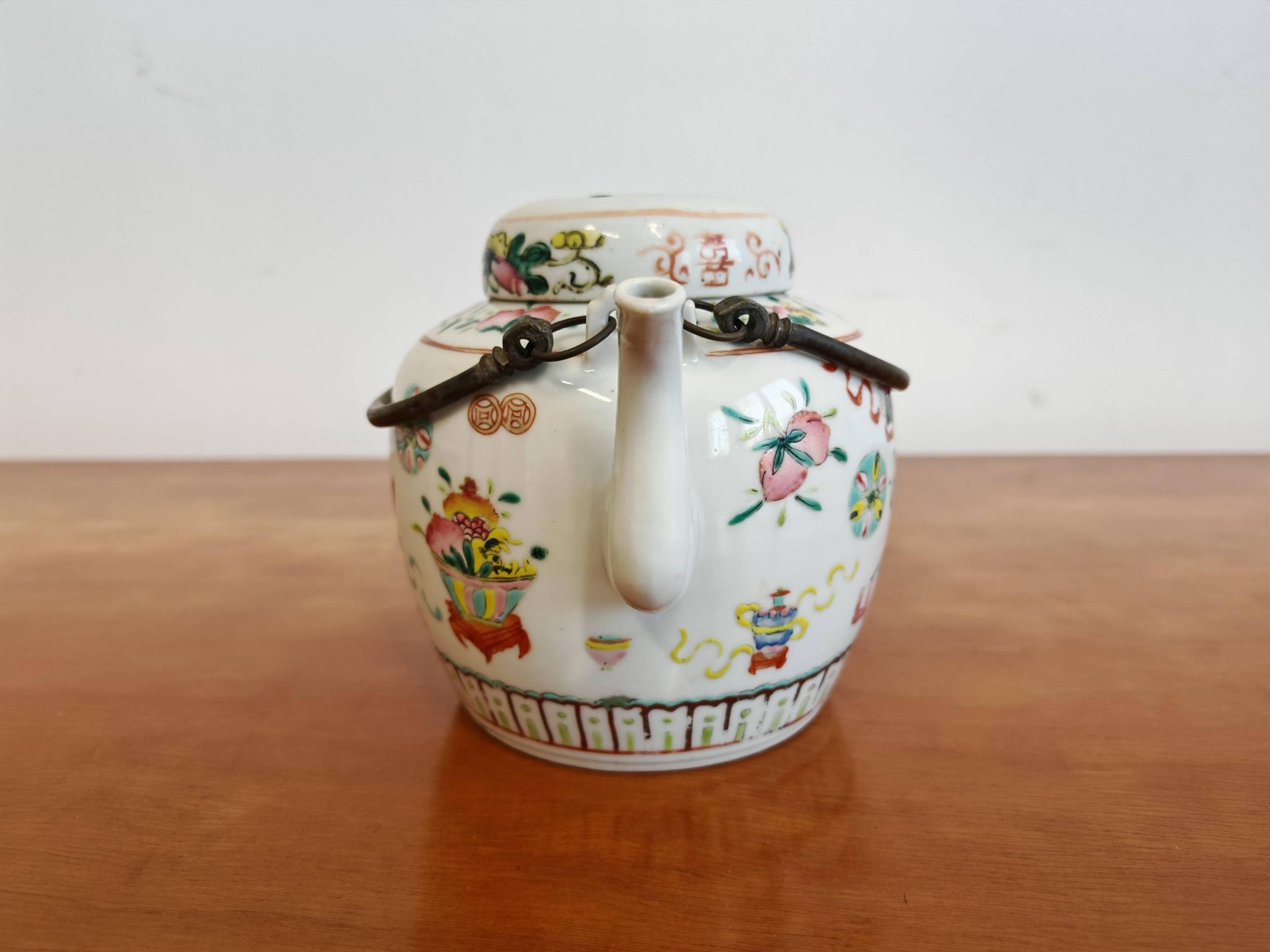 Antique porcelain teapot hand-painted, 1920s