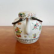 Antique porcelain teapot hand-painted, 1920s