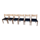 Set de 6 chaises scandinave en teck et cuir noir
