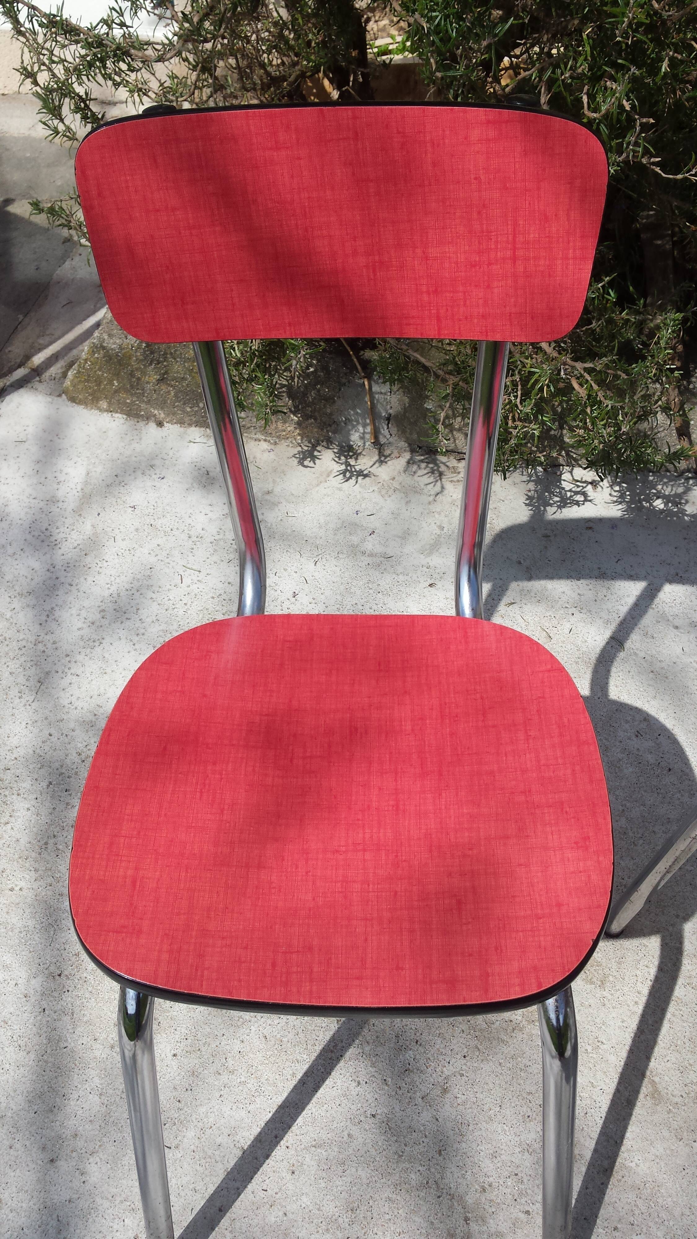 batch of 5 red formica chairs