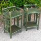 Pairs of bedside tables 2 green rattan shelves