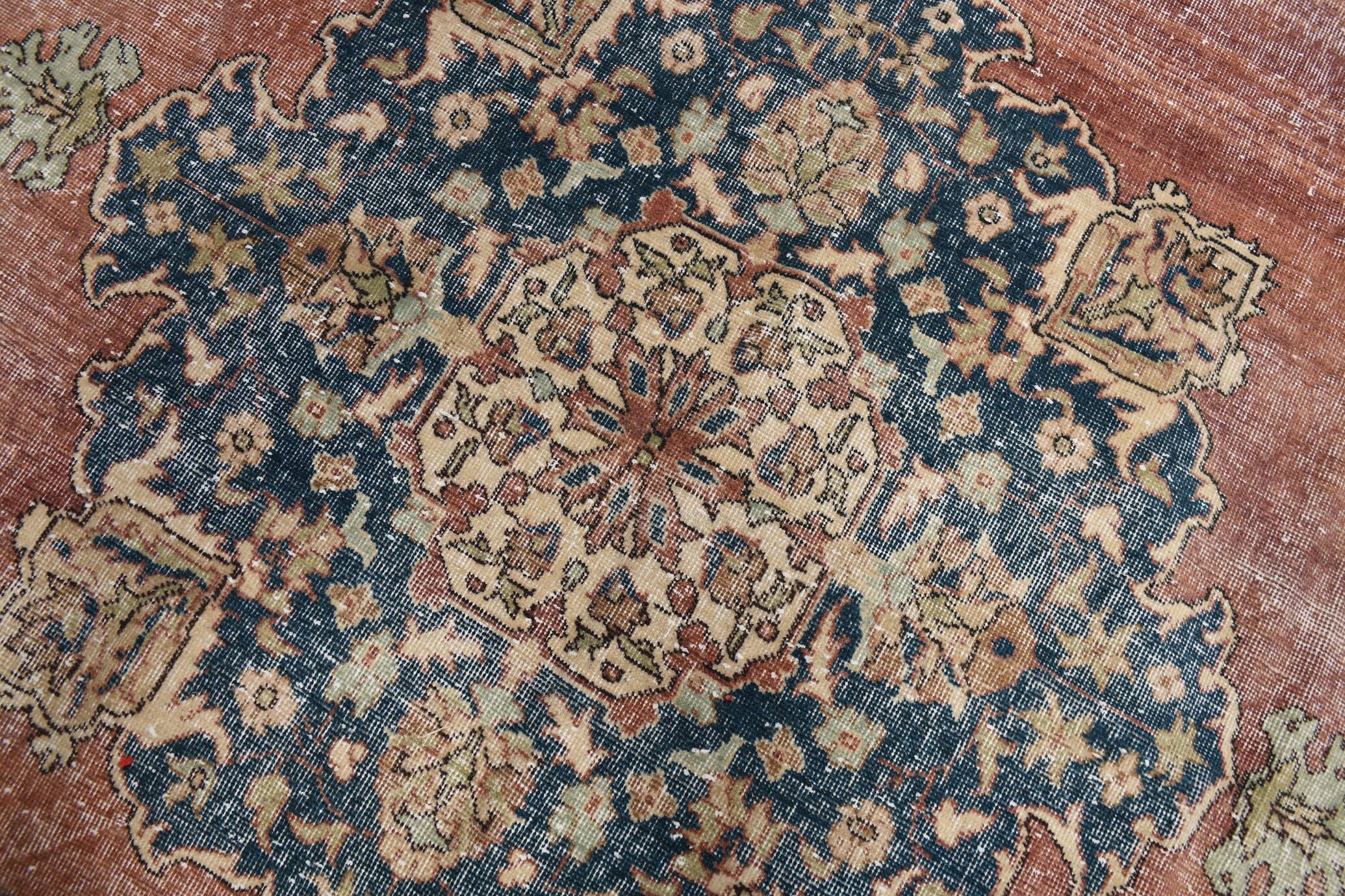 Terracotta Tones Pastel Decorative Vintage Persian Rug, 238x357 Cm