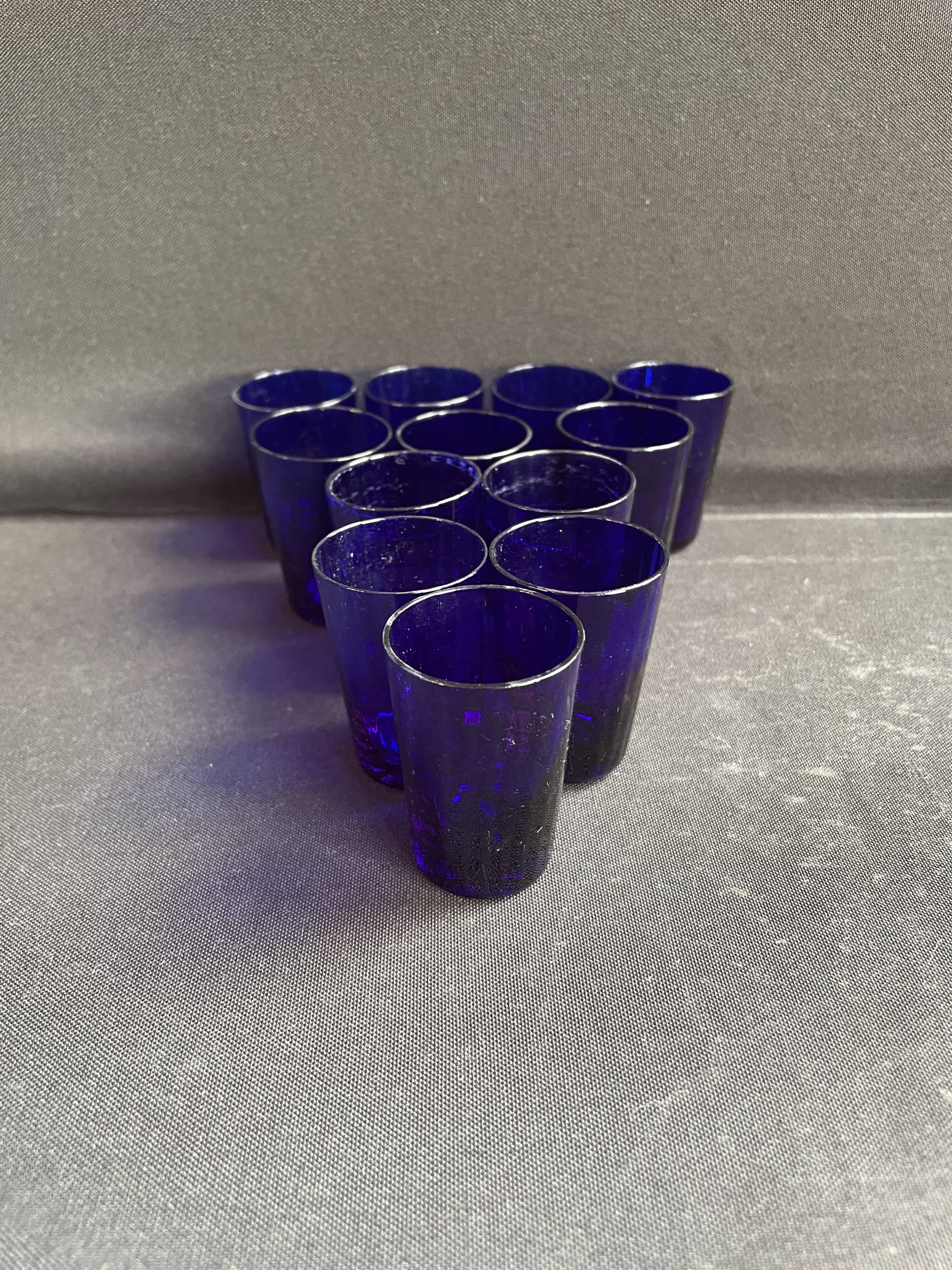 Blue liqueur glass set