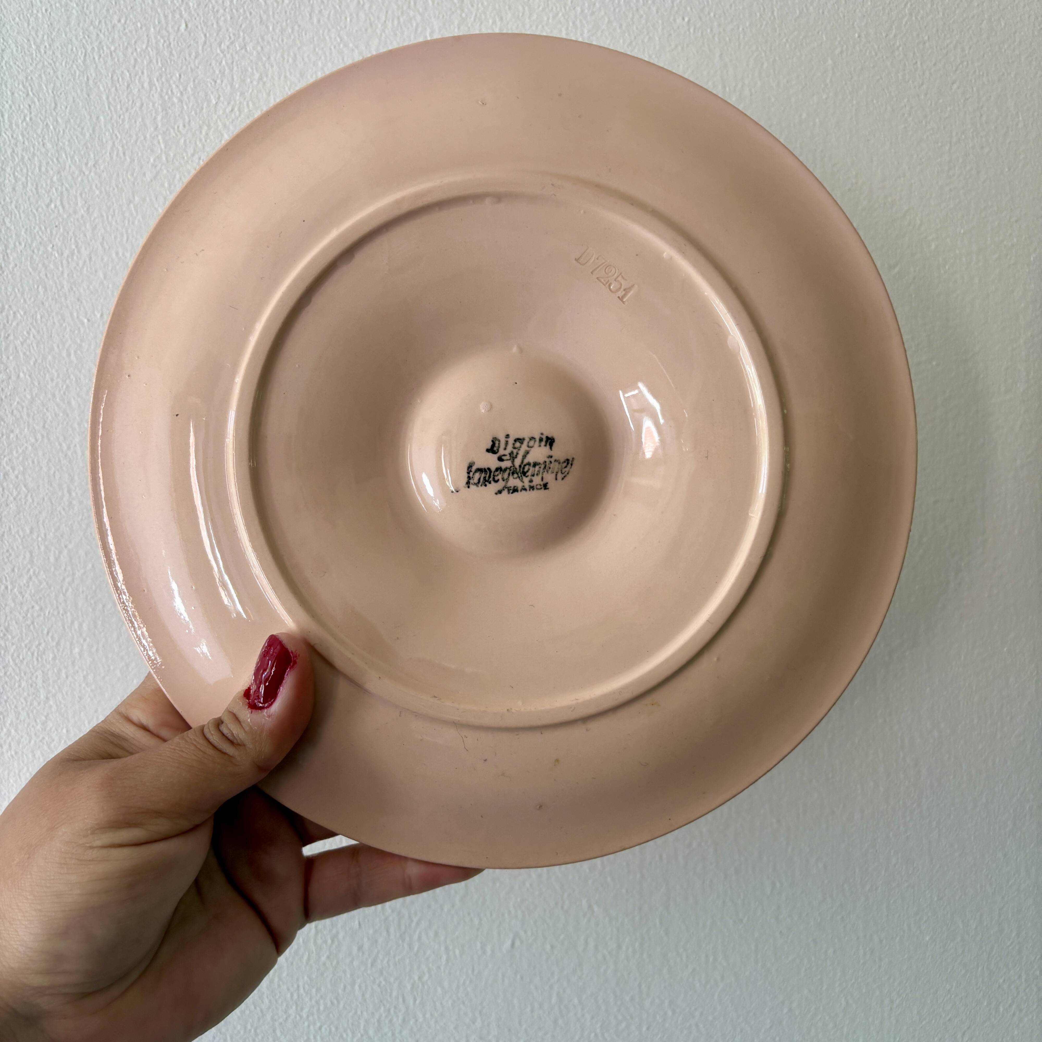Set of 6 vintage pink oyster plates Digoin Sarreguemines