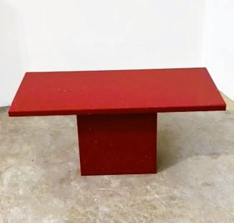 Vintage Italian Coffee Table in Red Granite with Silver Flecks, 1980s