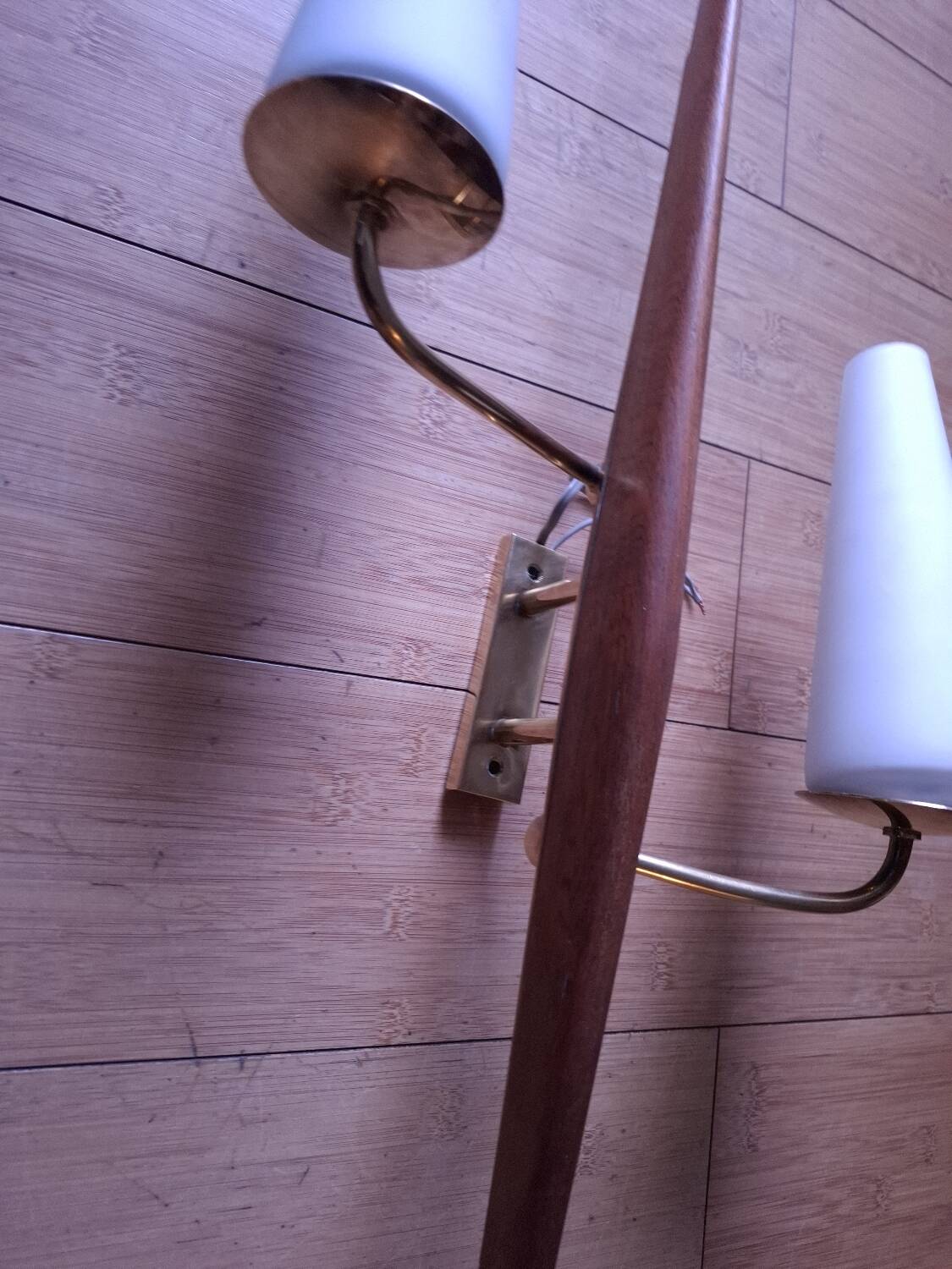60's teak wall light from Maison Lunel
