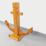 Large vintage decorative anchor in pine wood