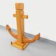 Large vintage decorative anchor in pine wood