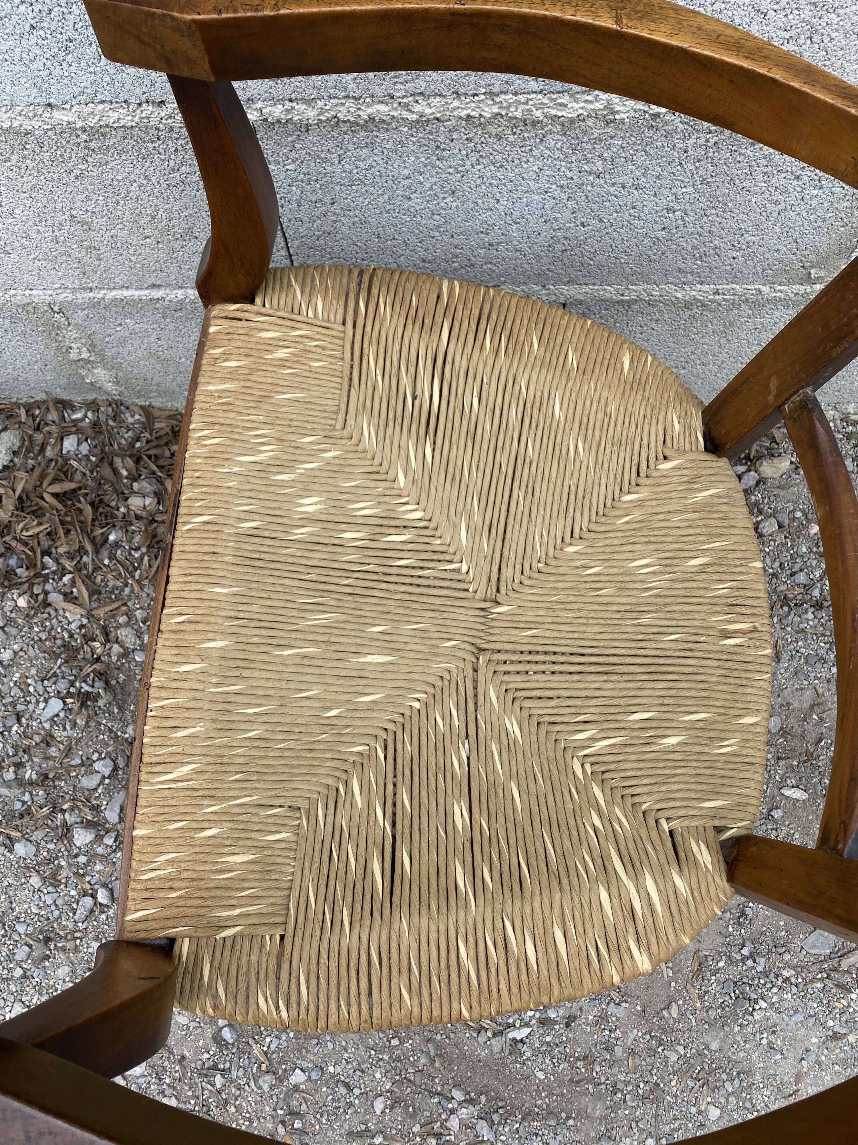 Antique straw armchair