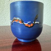 Cache pot céramique bleu années 60