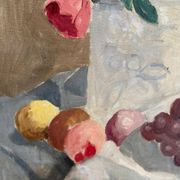 Original Swedish Oil on Canvas – "Flowers and Fruit by Ellis Wallin"