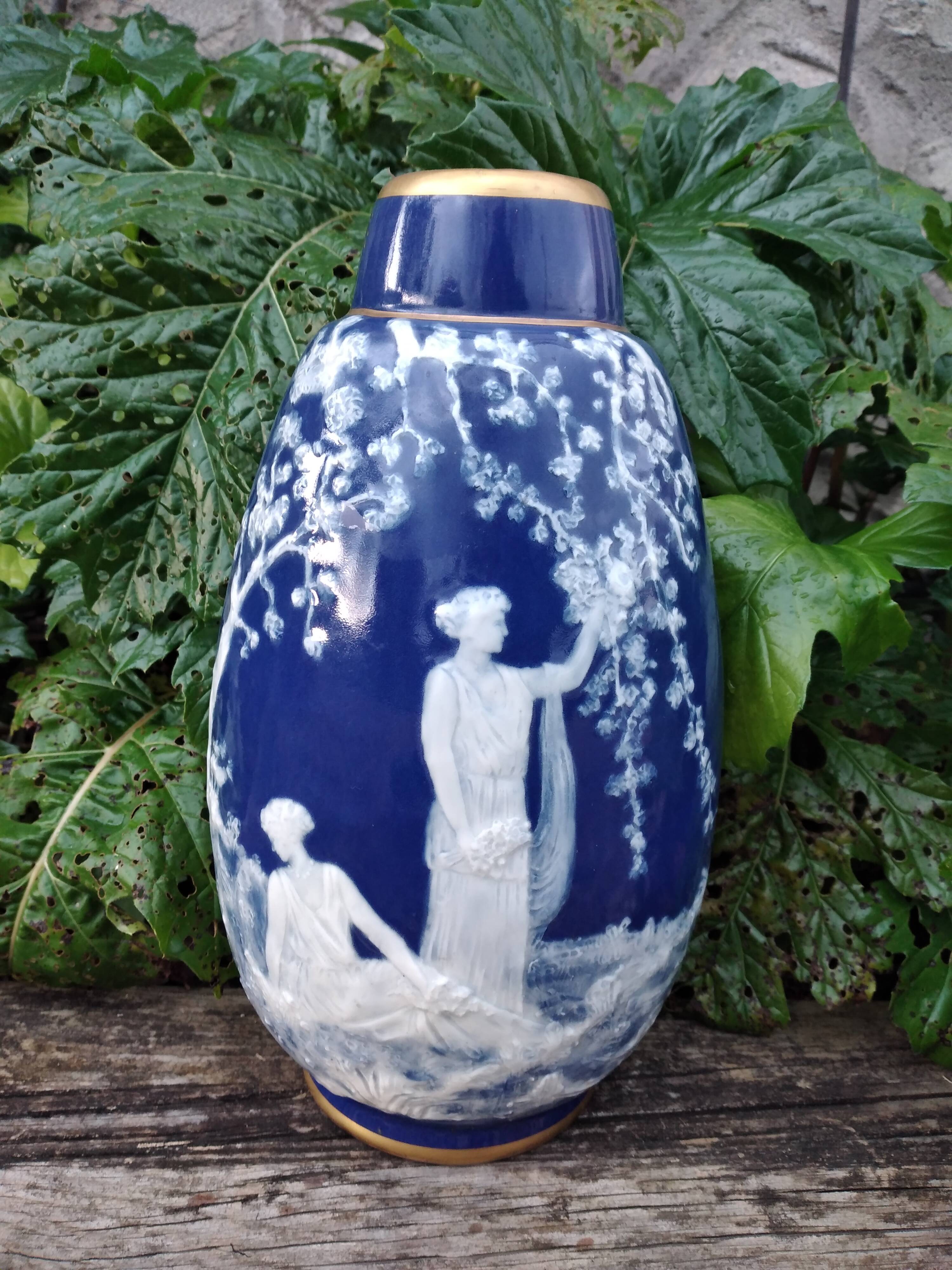 Blue Limoges porcelain vase