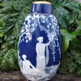 Blue Limoges porcelain vase