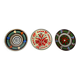 Set of three vintage folk art ceramic wall plates, Czechoslovakia and Romania.