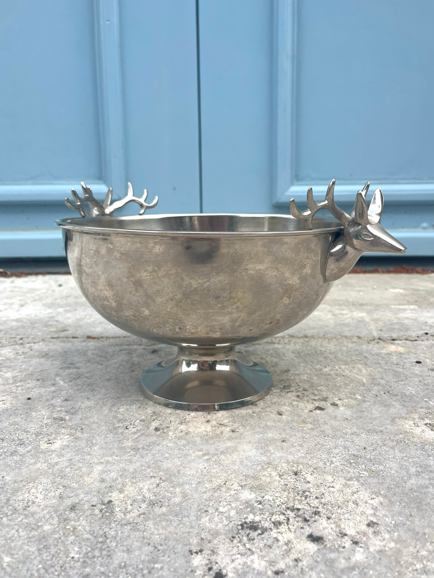 French stag handle champagne bucket wine cooler pedestal bowl