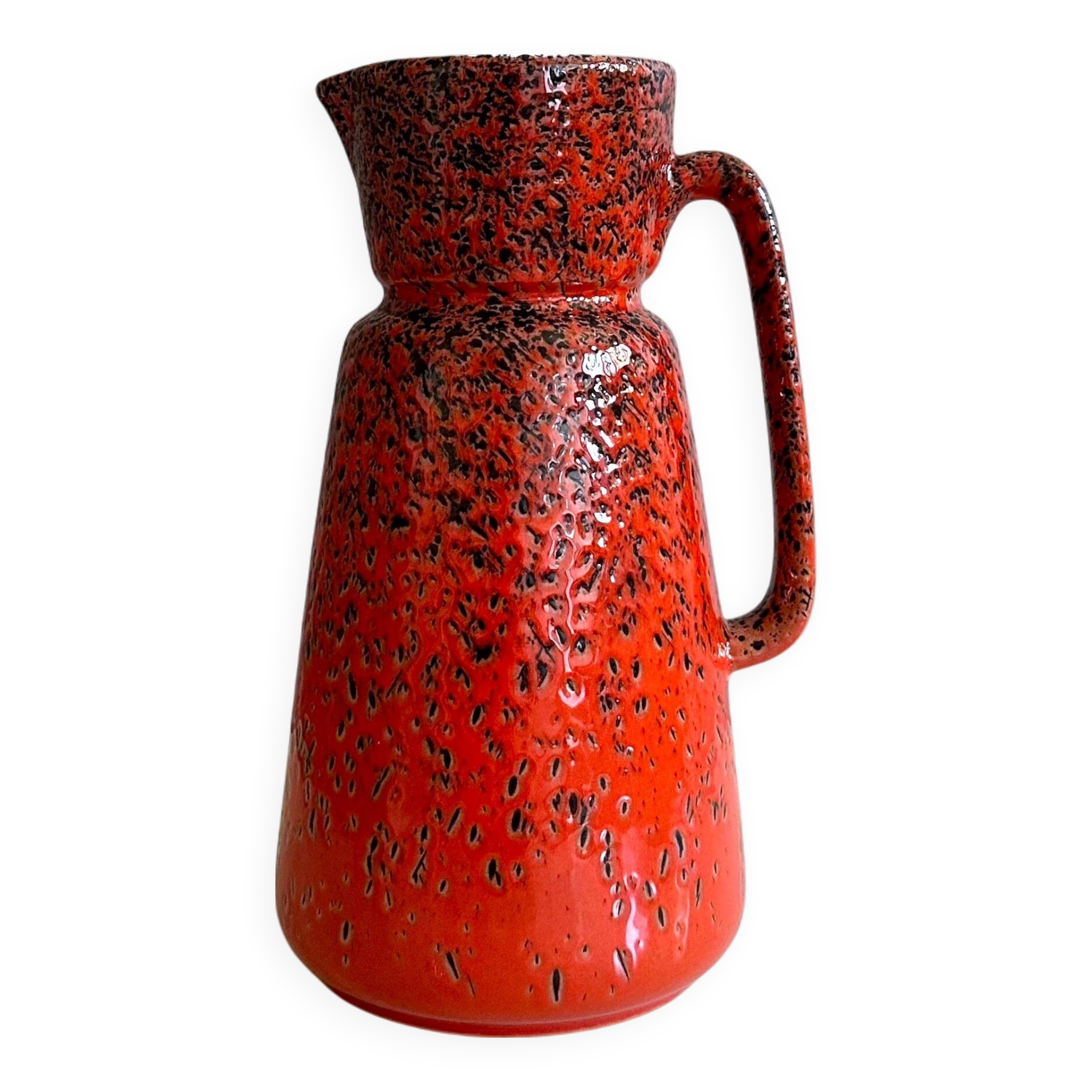 Red vintage vase Wächtersbach ceramics, jug vase, flower vase, ceramic vase