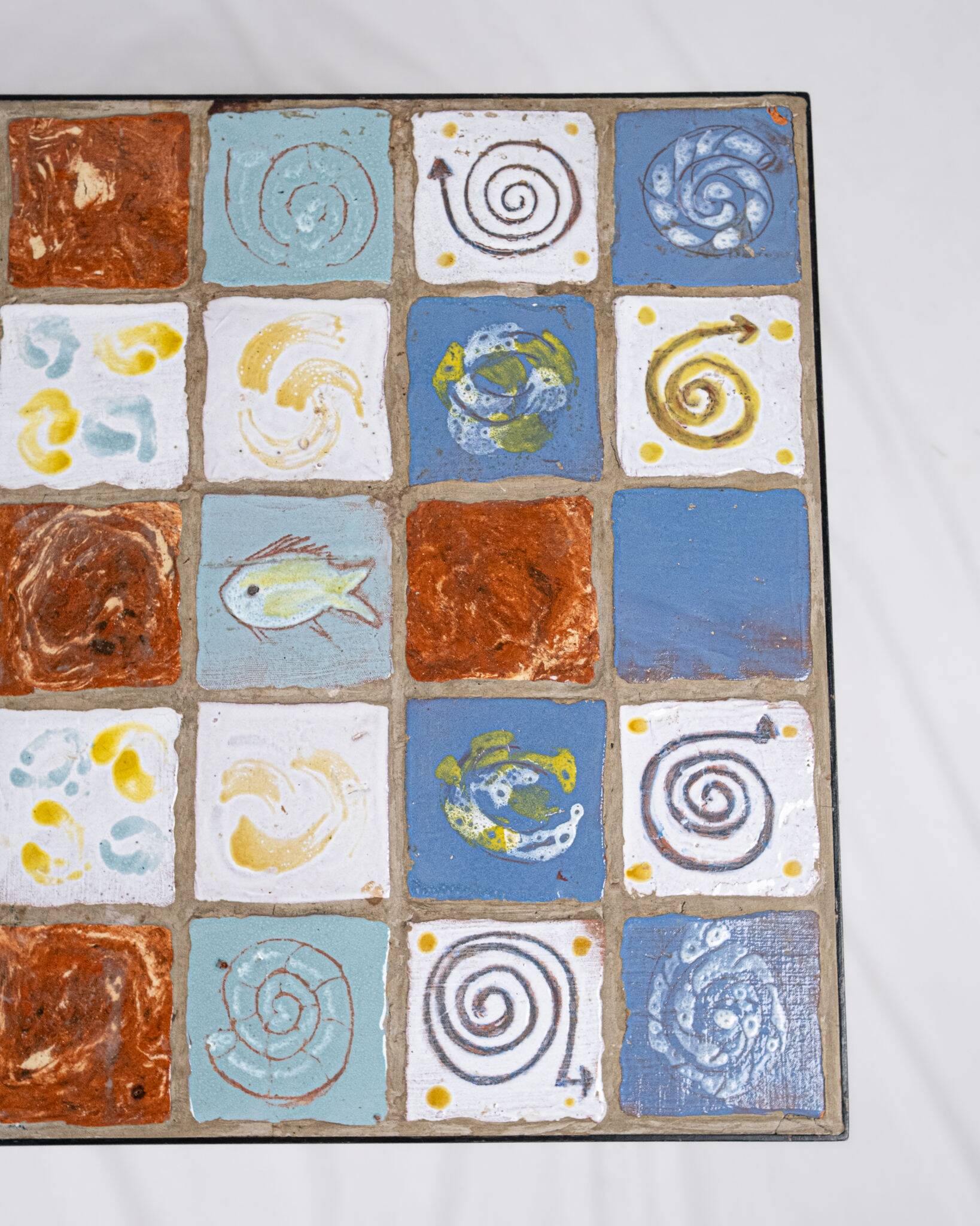 Wrought iron and ceramic coffee table, French work, 2013