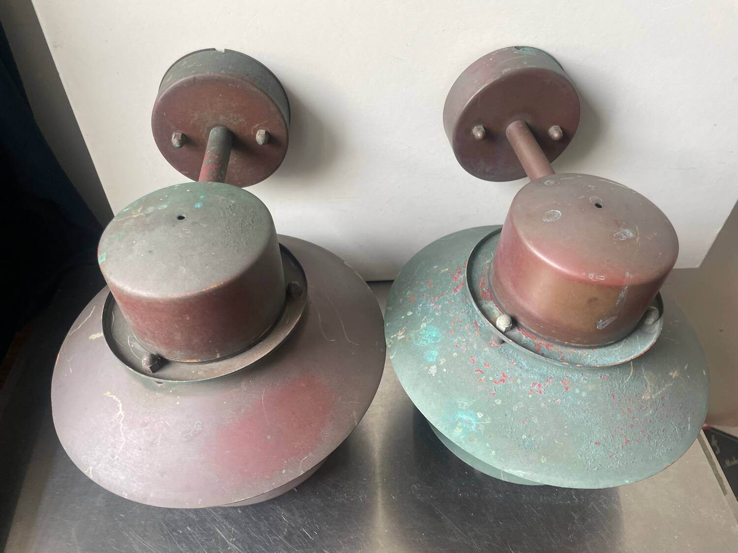 Pair of Classic Danish Vintage Outdoor Wall Lamps in  Copper