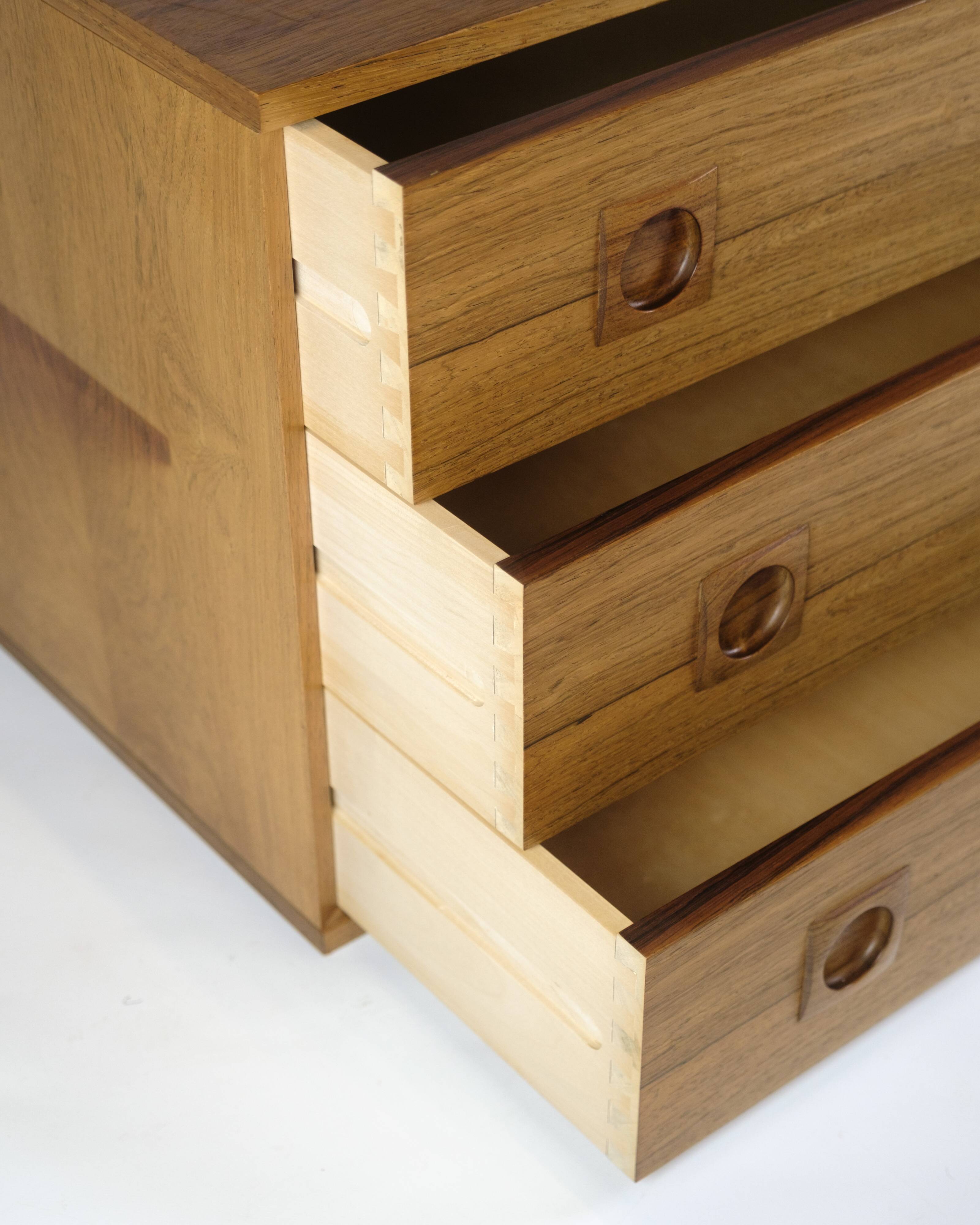 Wall-Mounted Chest Of Drawers Made In Rosewood By Albert Hansen From 1960s
