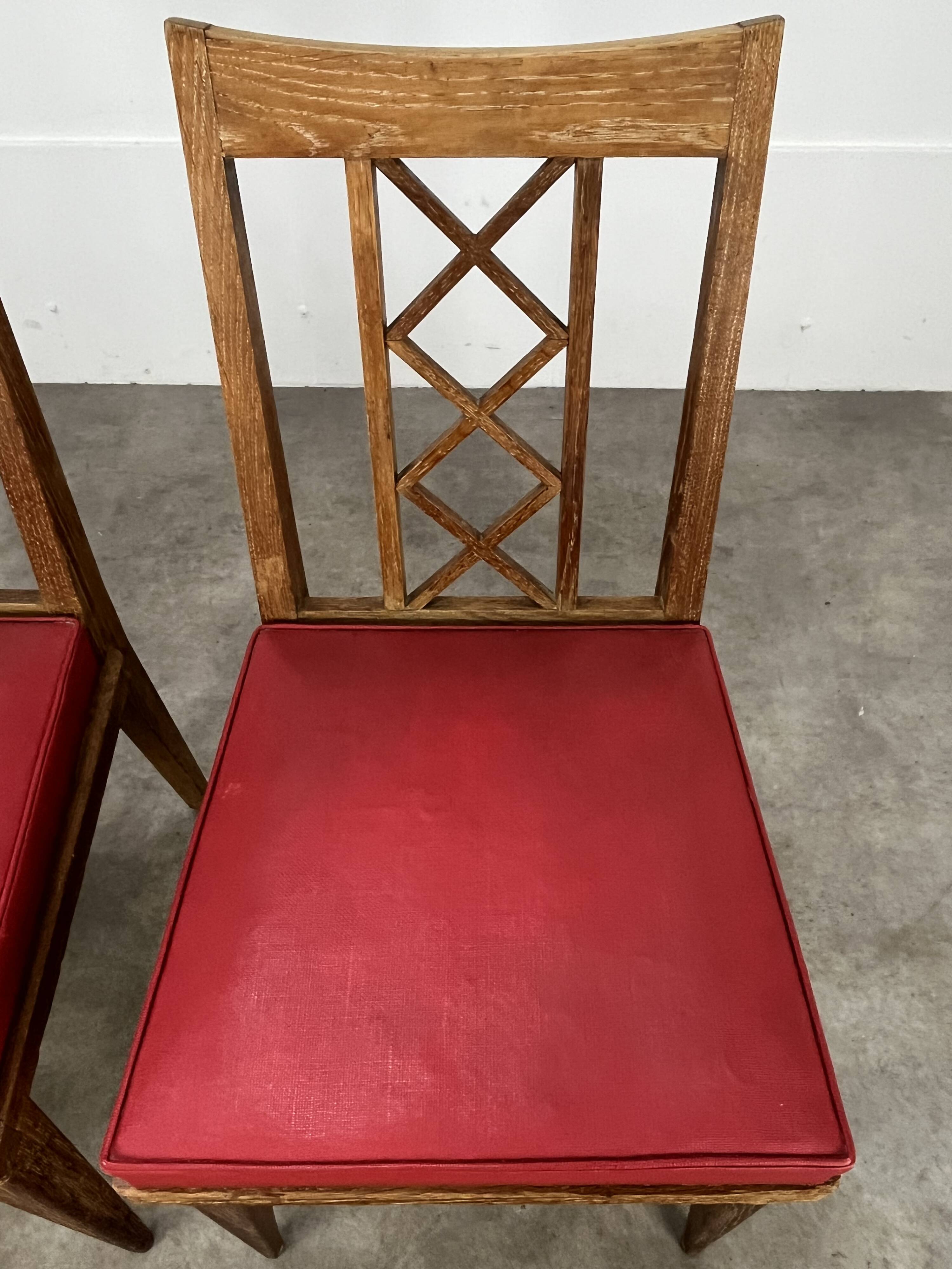 Pair of 1950s wooden cross-braced chairs