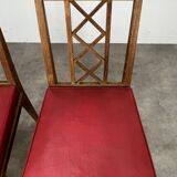 Pair of 1950s wooden cross-braced chairs