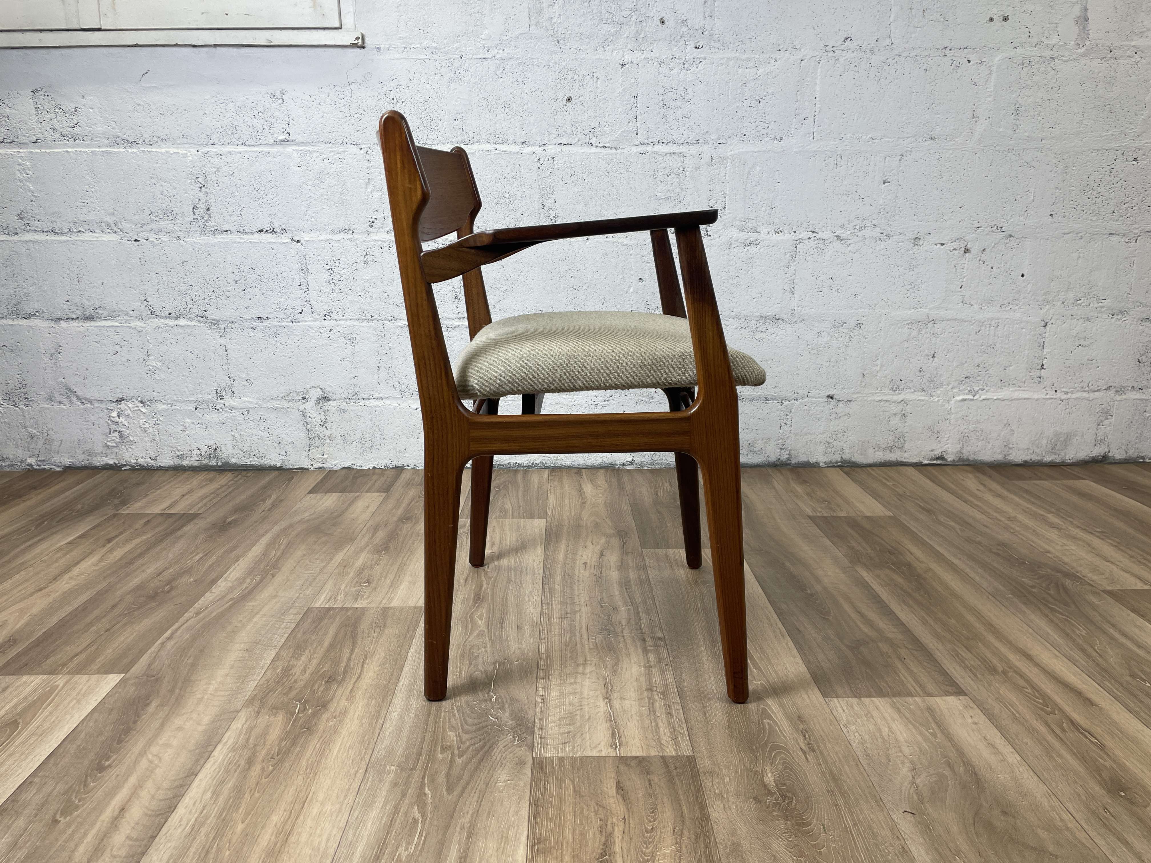 Vintage Scandinavian armchair in teak and grey fabric, 60s