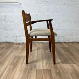 Vintage Scandinavian armchair in teak and grey fabric, 60s