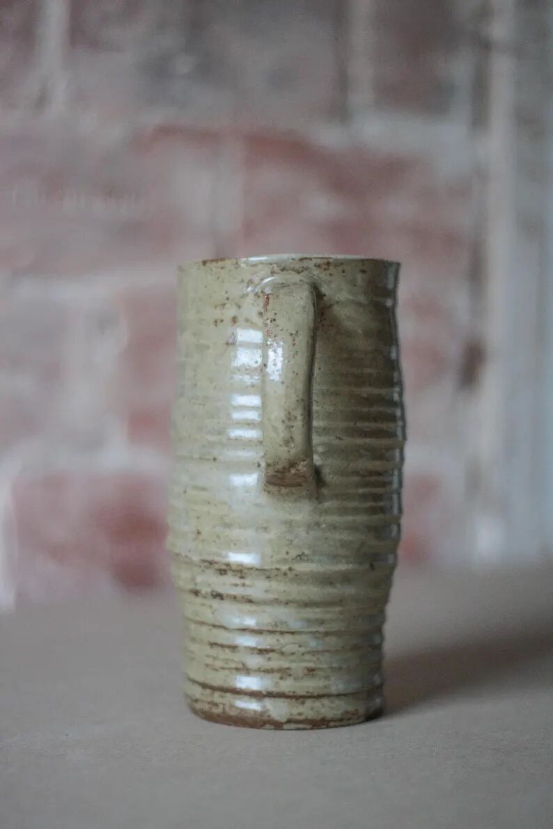 Glazed ceramic jug, signed vintage jug, pitcher, carafe, kitchen, collection