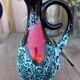Vintage fat lava vase – turquoise red ceramic foam