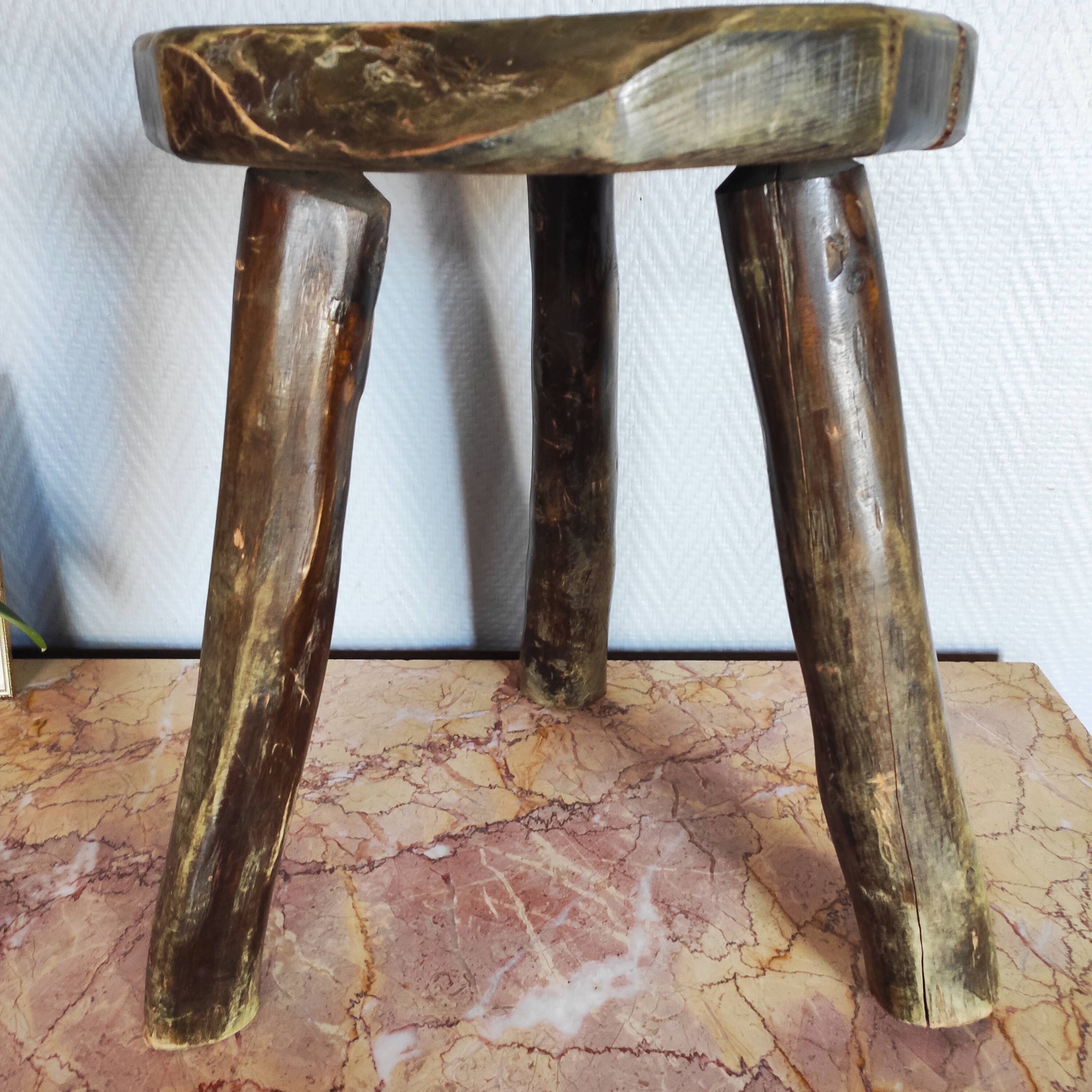 Tripod stool Brutalist Folk art