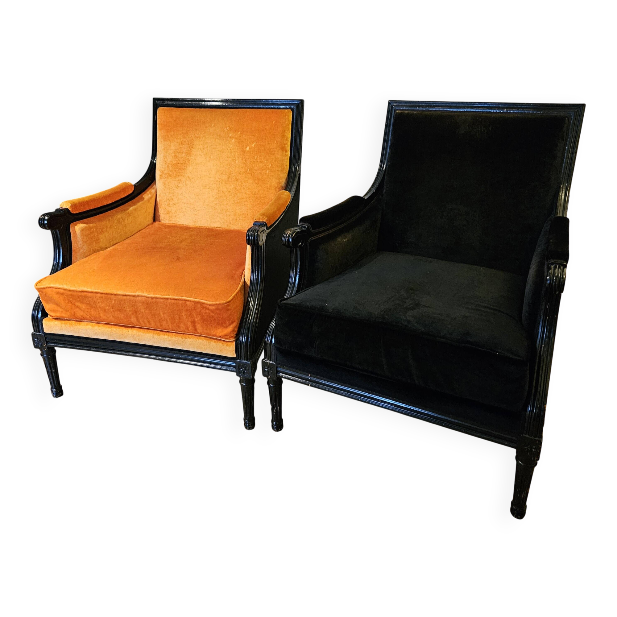 Pair of "Bergère" Empire armchairs