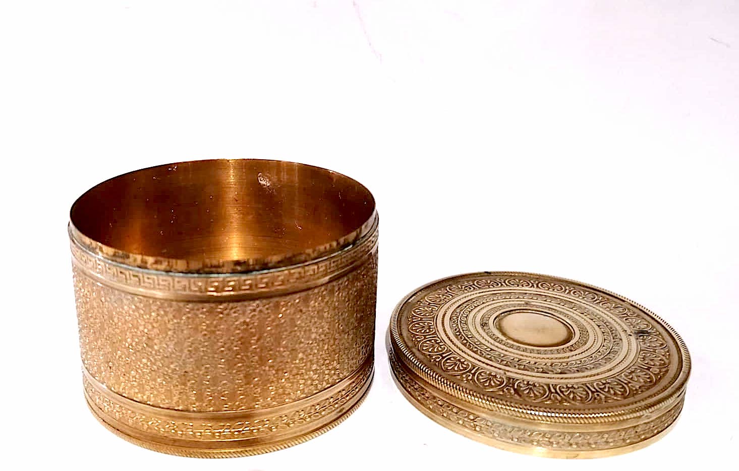 19th century brass round box