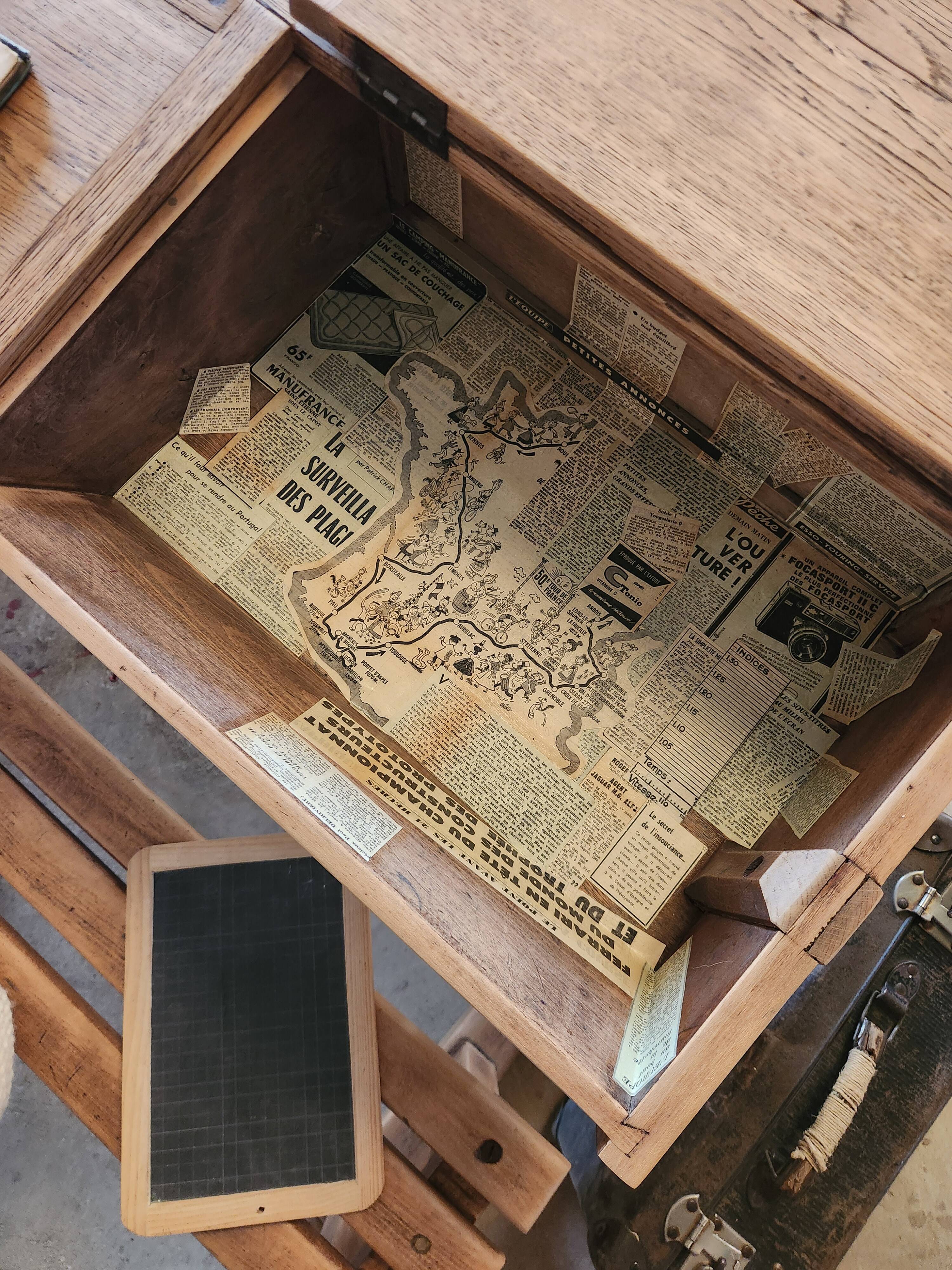 Bureau d'écolier double chêne massif 1900