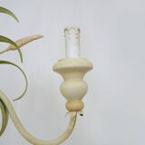 Masca vintage wheat stalk chandelier in off-white and pastel green metal.