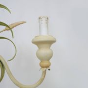 Masca vintage wheat stalk chandelier in off-white and pastel green metal.
