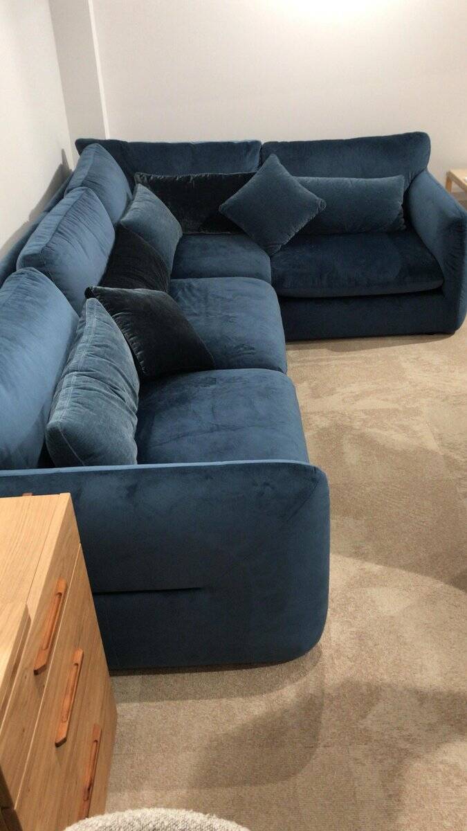 Blue Velvet Corner Sofa