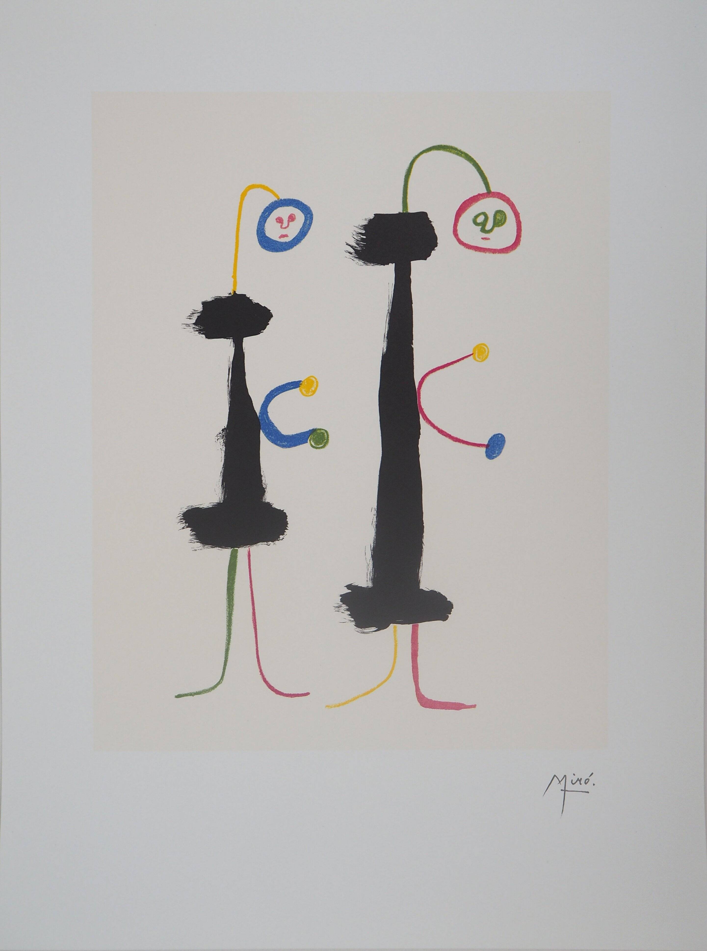 Joan MIRO: Surrealist loving couple, signed lithograph with certificate.