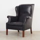 Black leather armchair, Danish design, 1970s, production: Denmark
