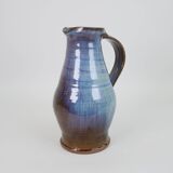 Beautiful blue-brown ceramic pitcher signed under the base