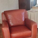 High-end brown genuine leather club armchair
