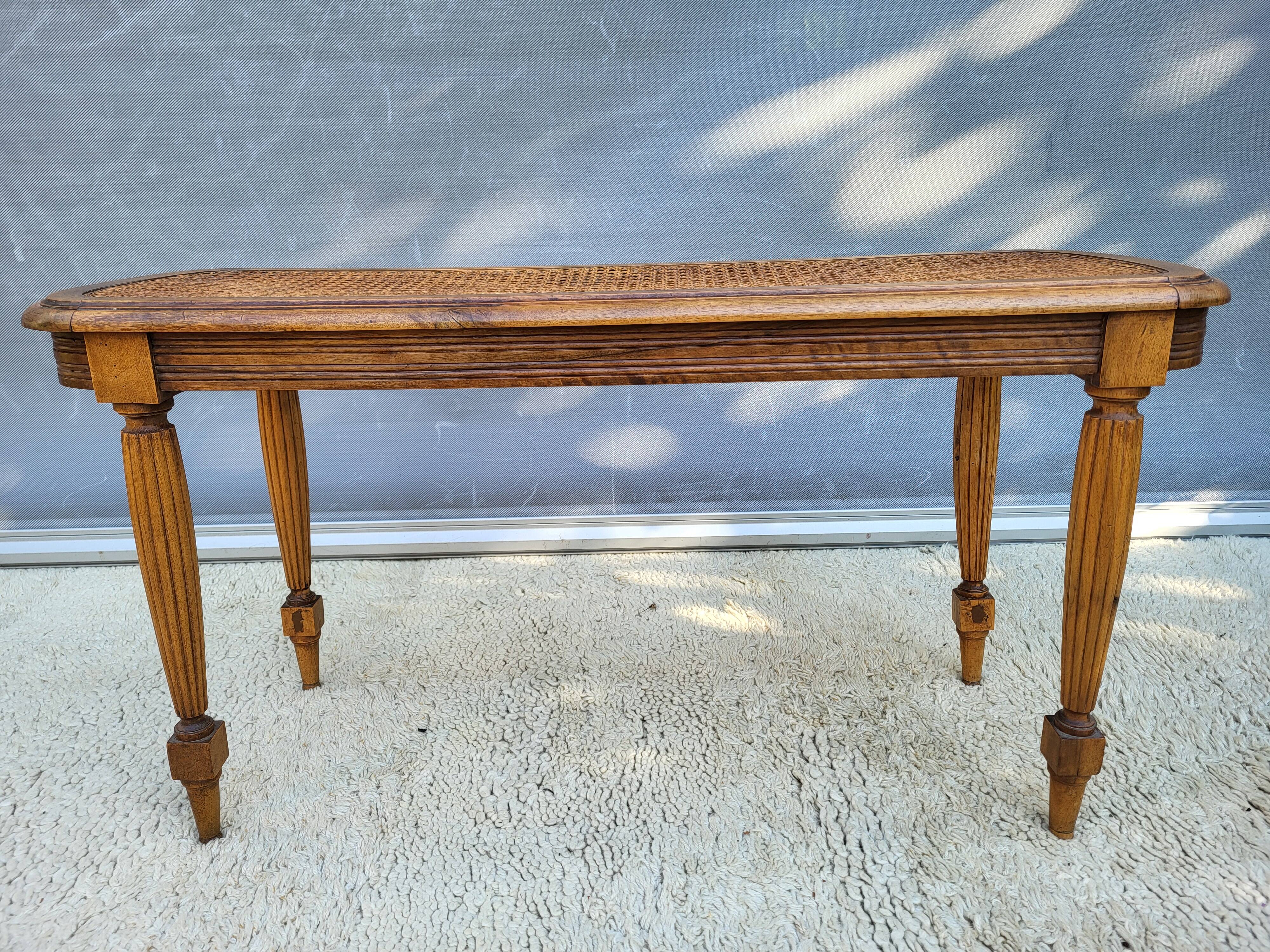 Louis XVI style piano bench in wood and cane