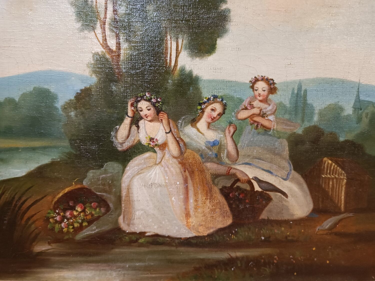 Classic painting: young women with apples