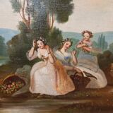 Classic painting: young women with apples